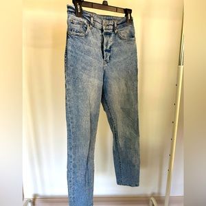 High rise skinny acid wash jeans
